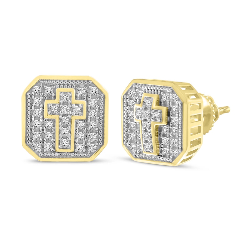 Men's Diamond Stud Earrings 1/4 ct tw Round 10K Yellow Gold