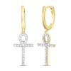 Thumbnail Image 1 of Men's Diamond Ankh Earrings 1/4 ct tw Round-cut 10K Yellow Gold