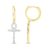 Thumbnail Image 1 of Men's Diamond Ankh Earrings 1/4 ct tw Round-cut 10K Yellow Gold