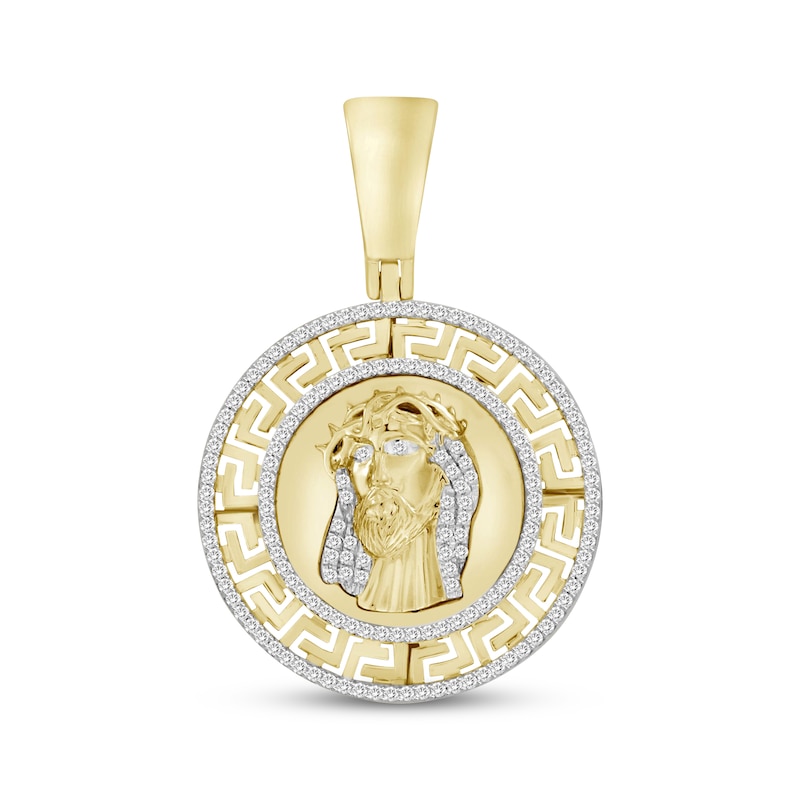 Main Image 1 of Men's Diamond Christ Pendant 1/2 ct tw Round-cut 10K Yellow Gold