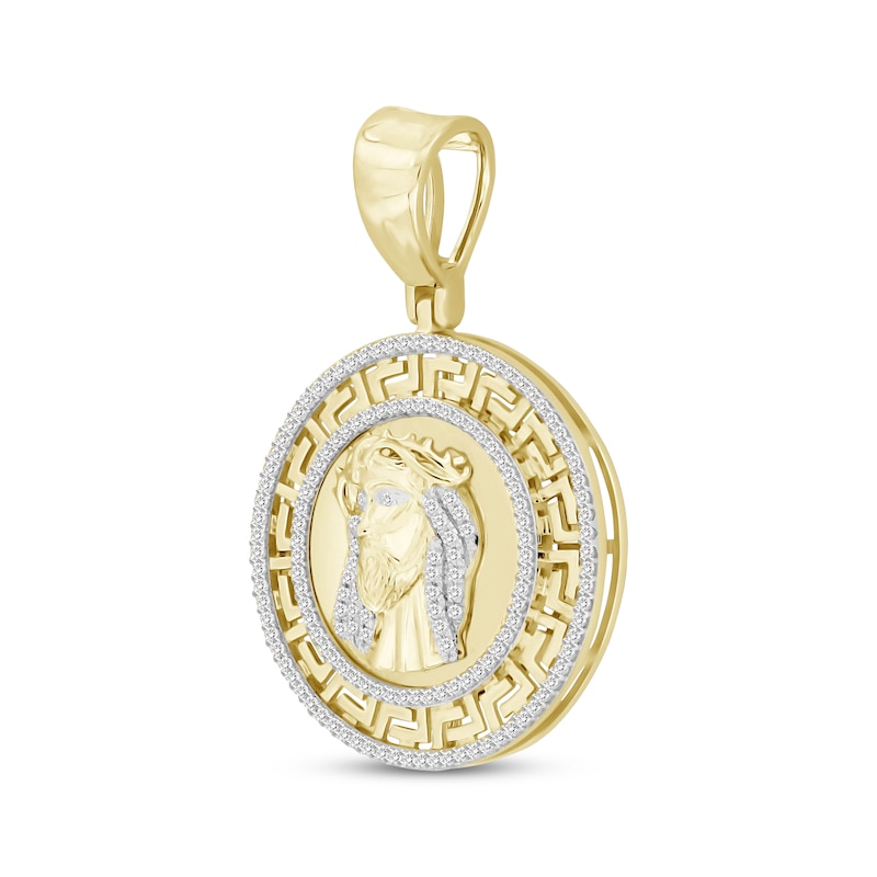 Main Image 2 of Men's Diamond Christ Pendant 1/2 ct tw Round-cut 10K Yellow Gold