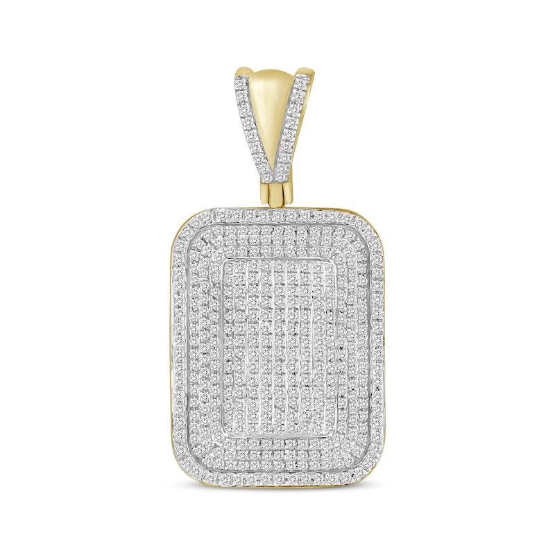 Main Image 1 of Men's Diamond Dog Tag Pendant 7/8 ct tw Round-cut 10K Yellow Gold