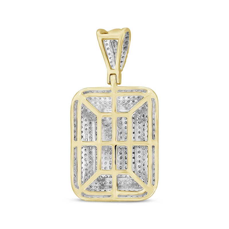 Main Image 4 of Men's Diamond Dog Tag Pendant 7/8 ct tw Round-cut 10K Yellow Gold