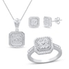 Thumbnail Image 0 of 1/10 ct wt Diamond Ring, Necklace & Earrings Boxed Set Sterling Silver 18" - Size 7