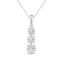 Diamond Three-Stone Necklace 1/3 ct tw Round-Cut 10K White Gold 18&quot;