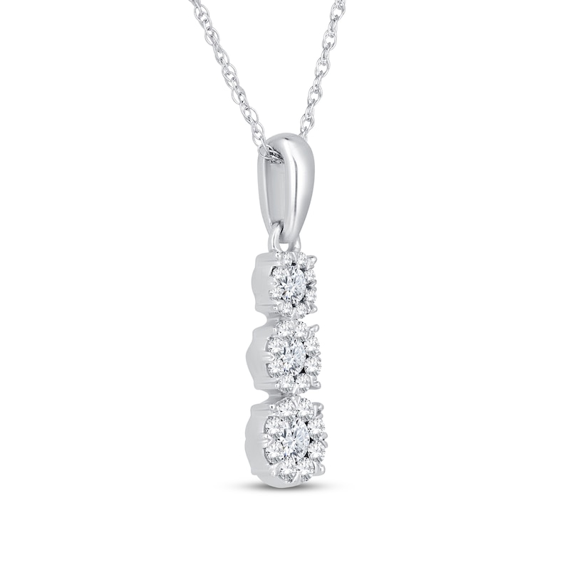 Diamond Three-Stone Necklace 1/3 ct tw Round-Cut 10K White Gold 18 ...