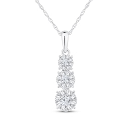 Diamond Three-Stone Necklace 1/2 ct tw Round-Cut 10K White Gold 18&quot;