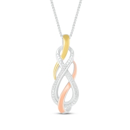 Diamond Infinity Necklace 1/20 ct tw Round-Cut 10K Two-Tone Gold & Sterling Silver 18&quot;