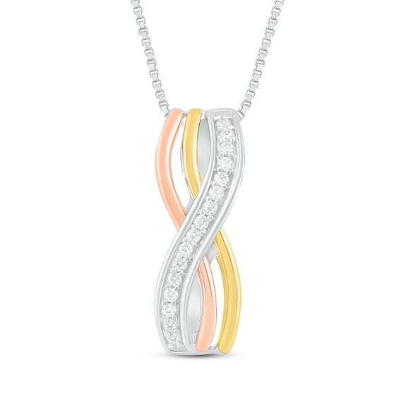 Diamond Infinity Necklace 1/10 ct tw Round-Cut 10K Two-Tone Gold & Sterling Silver 18"