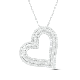 Diamond Heart Necklace 1/2 ct tw Round-Cut Sterling Silver 18&quot;