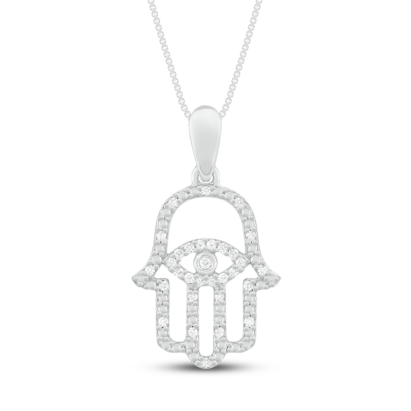 Diamond Hamsa Necklace 1 10 Ct Tw 10k White Gold 18