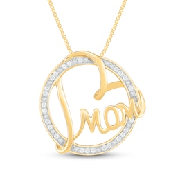 Diamond Heart Mom Necklace 1/10 ct tw 10K Yellow Gold 18&quot;