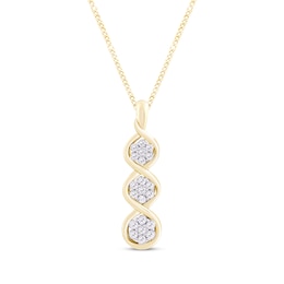 Memories Moments Magic Diamond 3-Stone Necklace 1/4 ct tw Round-cut 10K Yellow Gold 19&quot;