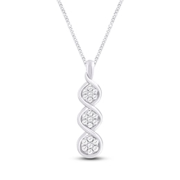 Diamond 3-Stone Necklace 1/4 ct tw Round-cut 10K White Gold 19&quot;