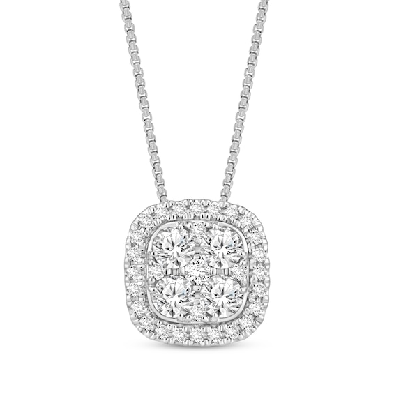 Diamond Necklace 1 ct tw Round-cut 10K White Gold 18"