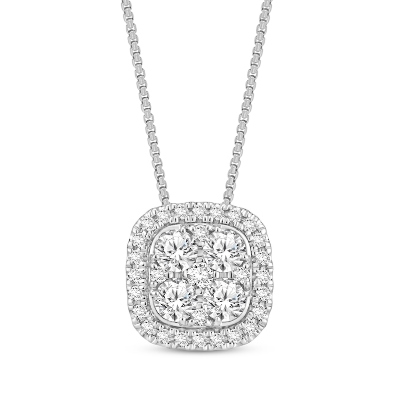 Diamond Necklace 1 ct tw Round-cut 10K White Gold 18"