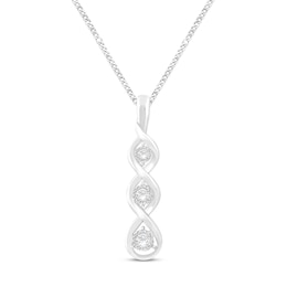 Diamond 3-Stone Necklace 1/4 ct tw Round-cut Sterling Silver 19&quot;