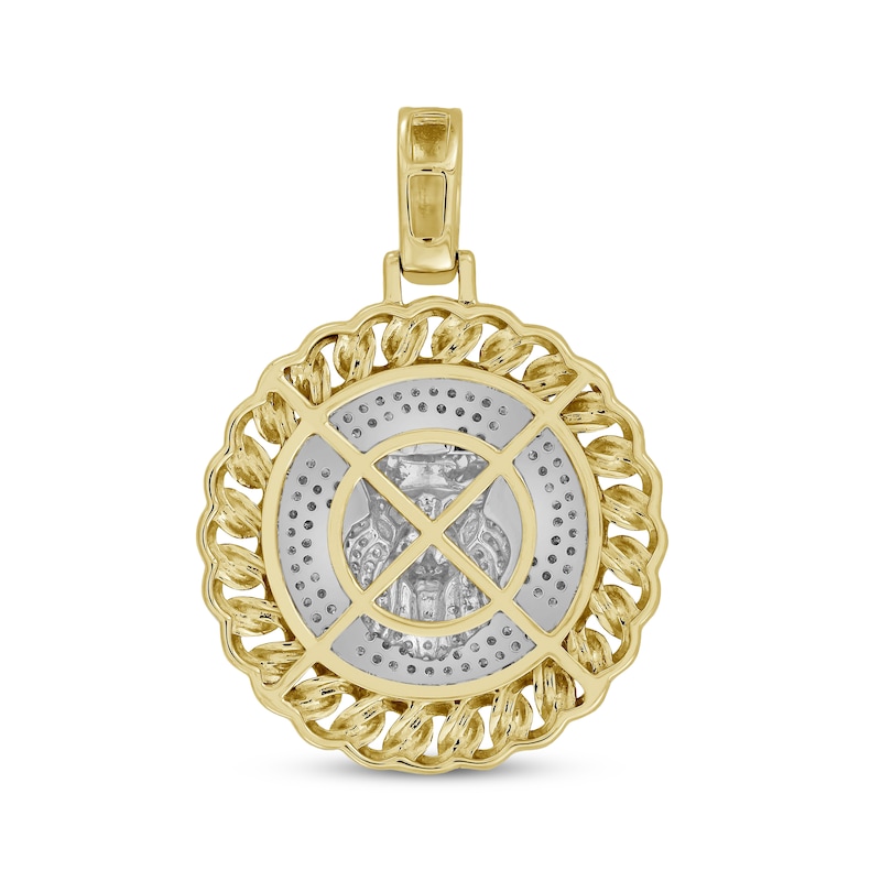 Main Image 4 of Men's Lab-Created Ruby & Diamond Lion Pendant 3/8 ct tw 10K Yellow Gold