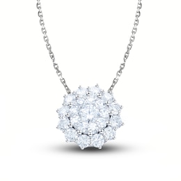 Diamond Necklace 1 ct tw Round-Cut 14K White Gold 18&quot;