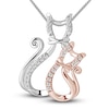 Thumbnail Image 1 of Diamond Cat Necklace 1/10 ct tw Sterling Silver & 10K Rose Gold 18&quot;