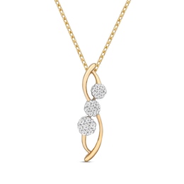 Diamond 3-Stone Necklace 1/10 ct tw Round-cut 10K Yellow Gold 18&quot;