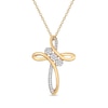 Thumbnail Image 1 of Diamond 3-Stone Cross Necklace 1/6 ct tw Round-cut 10K Yellow Gold 18&quot;