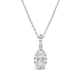 Forever Connected Diamond Necklace 1/4 ct tw Pear & Round-cut 10K White Gold 18&quot;