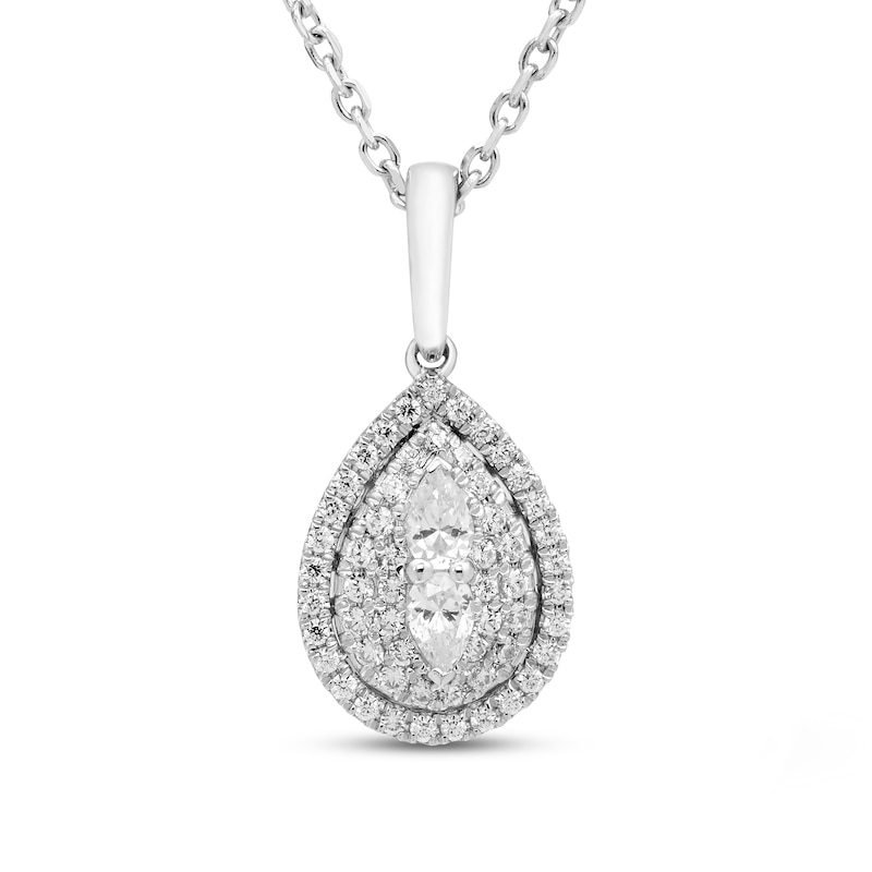 0.145 CT. T.W. Diamond Double Row V Necklace in Sterling Silver - 16.5