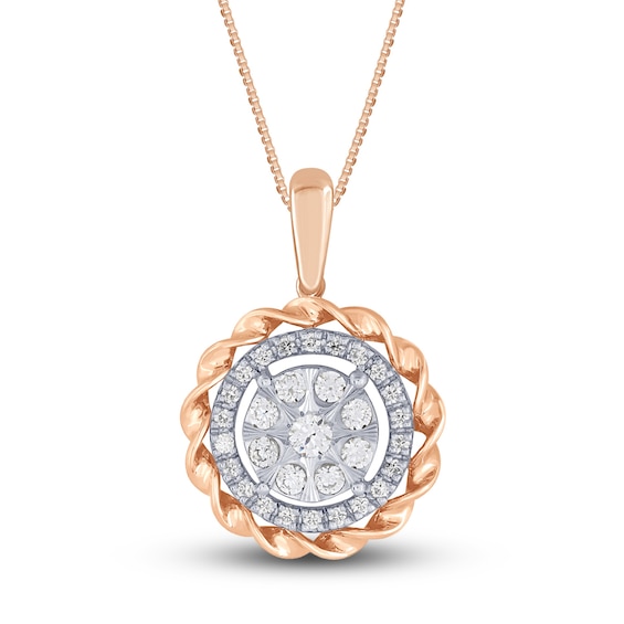 Diamond Necklace 1/4 ct tw Round-cut 10K Two-Tone Gold 18"
