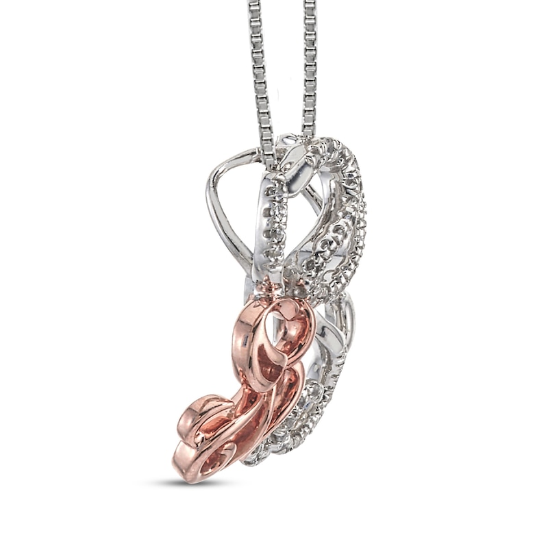 Main Image 2 of Dog Diamond Necklace 1/8 ct tw Round-cut Sterling Silver & 10K Rose Gold 18&quot;