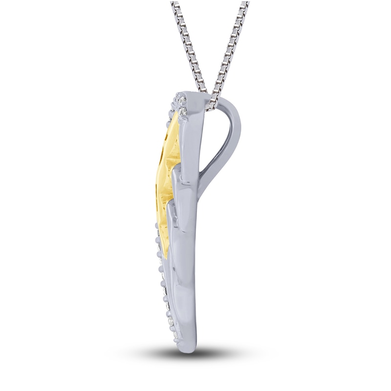 Diamond Angel/RN Necklace 1/15 ct tw Round-cut Sterling Silver & 10K Yellow Gold 18"