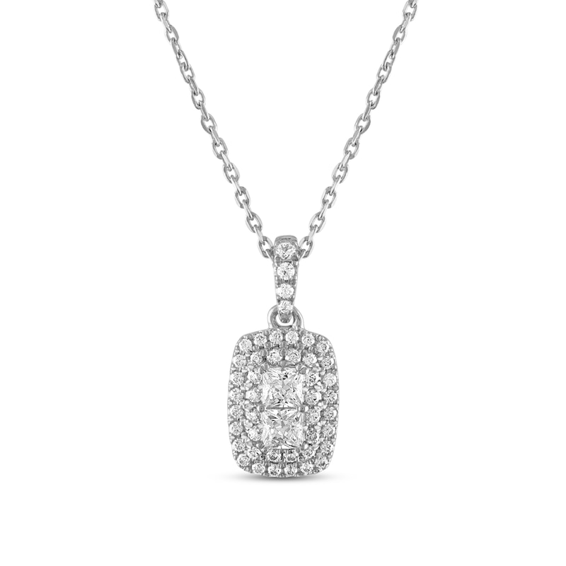 Main Image 1 of Forever Connected Diamond Necklace 1 ct tw Round & Princess-cut 10K White Gold 18&quot;