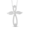 Thumbnail Image 1 of Diamond Angel Cross Necklace 1/15 ct tw Sterling Silver 18&quot;