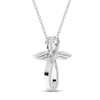 Thumbnail Image 2 of Diamond Angel Cross Necklace 1/15 ct tw Sterling Silver 18&quot;