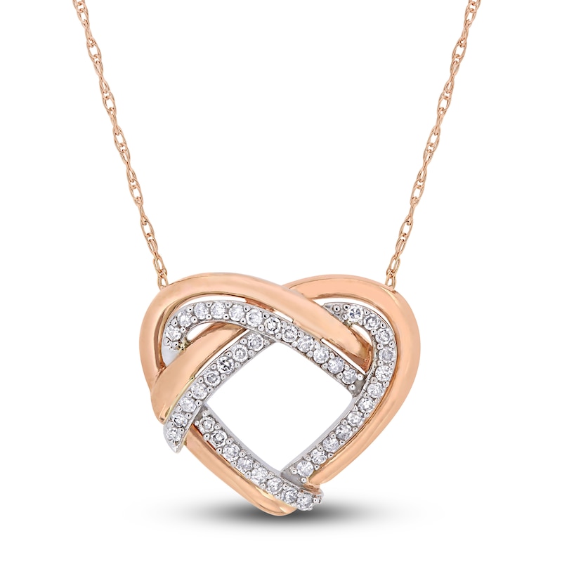 Main Image 1 of Diamond Heart Necklace 1/5 ct tw Round-Cut 10K Two-Tone Gold 17&quot;