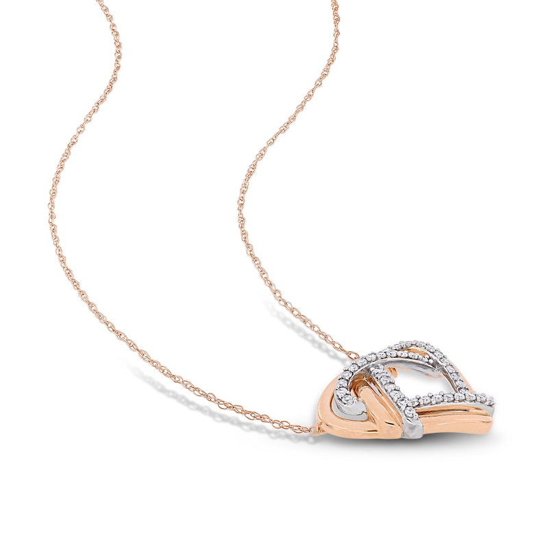 Main Image 3 of Diamond Heart Necklace 1/5 ct tw Round-Cut 10K Two-Tone Gold 17&quot;