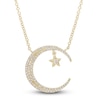 Thumbnail Image 0 of Diamond Moon & Star Necklace 1/5 ct tw Round-Cut 14K Yellow Gold 18"