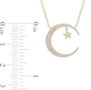 Thumbnail Image 1 of Diamond Moon & Star Necklace 1/5 ct tw Round-Cut 14K Yellow Gold 18"