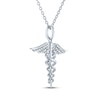 Thumbnail Image 3 of Diamond Caduceus Necklace Sterling Silver 18&quot;