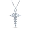 Thumbnail Image 4 of Diamond Caduceus Necklace Sterling Silver 18&quot;