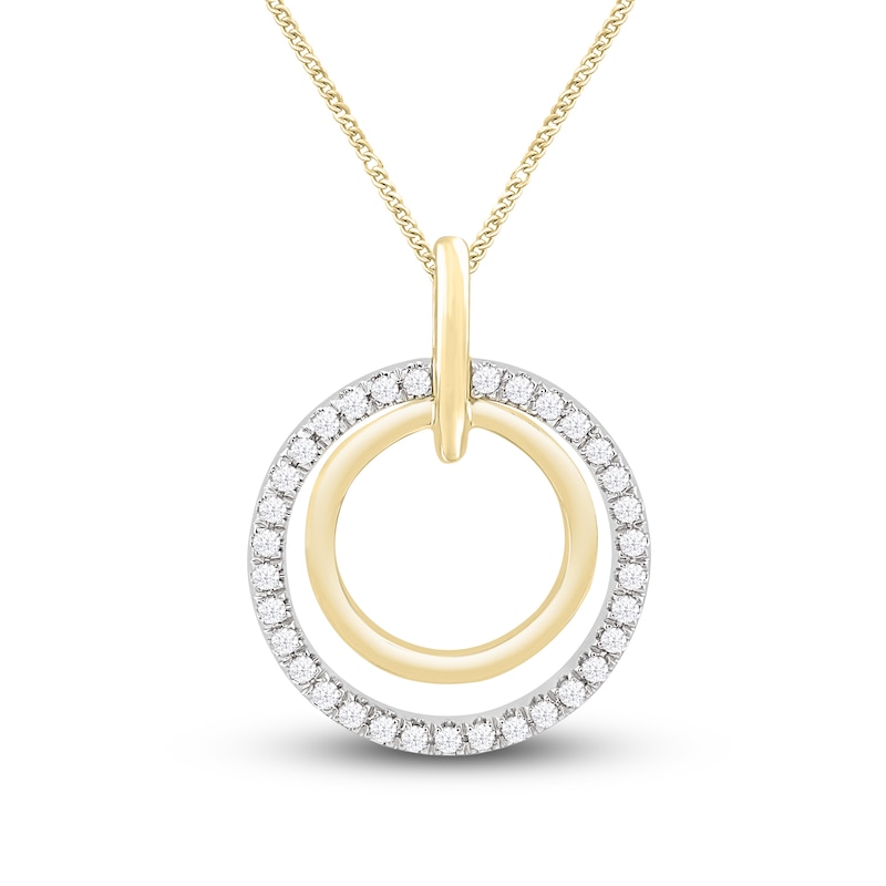 Diamond Circle Necklace 1/5 ct tw Round-cut 10K Yellow Gold & Sterling Silver 19"