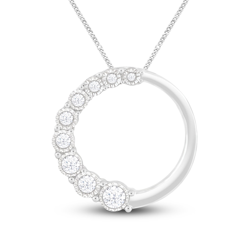 Main Image 1 of Diamond Circle Necklace 1/5 ct tw Round-cut 10K White Gold 19&quot;