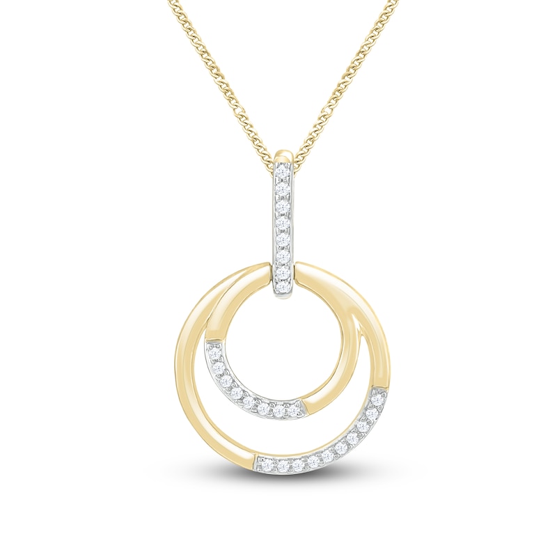 Main Image 1 of Diamond Circle Necklace 1/10 ct tw Round-cut 10K Yellow Gold 19&quot;