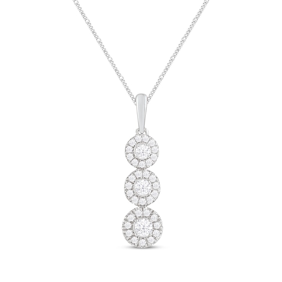 Diamond Three-Stone Necklace 1/3 ct tw Round-cut 10K White Gold 19"