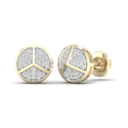 Men's Diamond Pyramid Stud Earrings 1/8 ct tw Round-cut 10K Yellow Gold