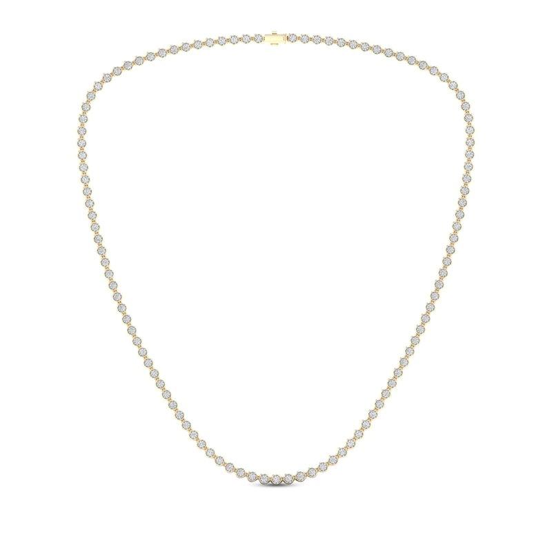 Main Image 1 of Men's Diamond Tennis Necklace 3 ct tw Round-cut 10K Yellow Gold 22&quot;