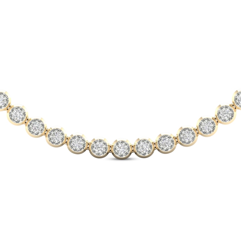 Main Image 2 of Men's Diamond Tennis Necklace 3 ct tw Round-cut 10K Yellow Gold 22&quot;