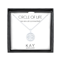 Diamond Tree of Life Necklace Sterling Silver 18&quot;