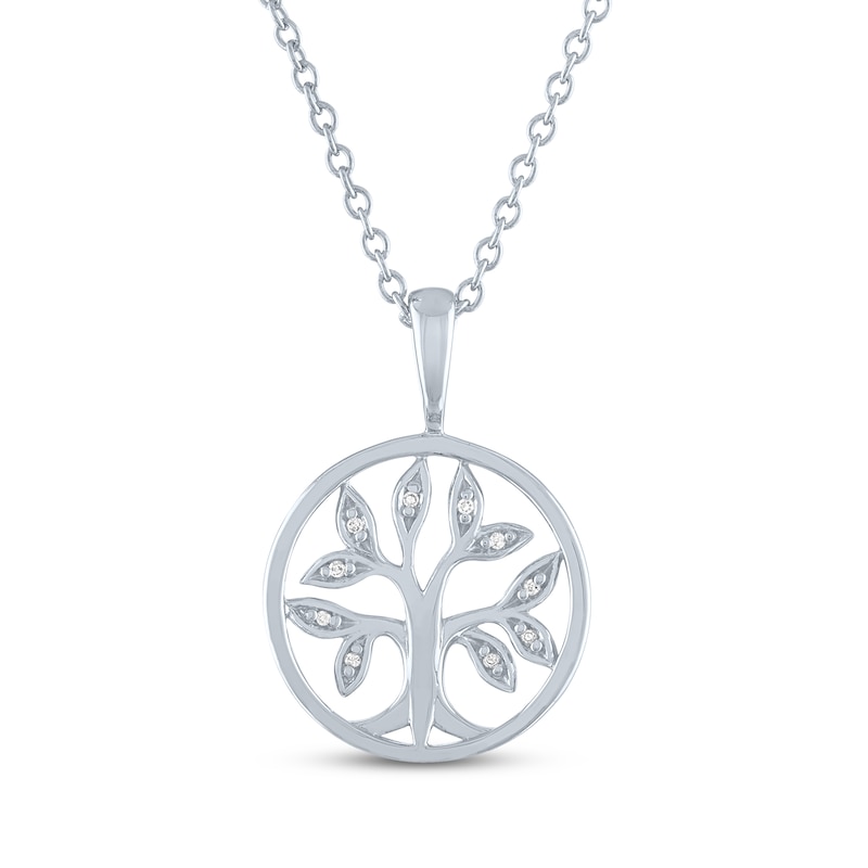 Main Image 2 of Diamond Tree of Life Necklace Sterling Silver 18&quot;