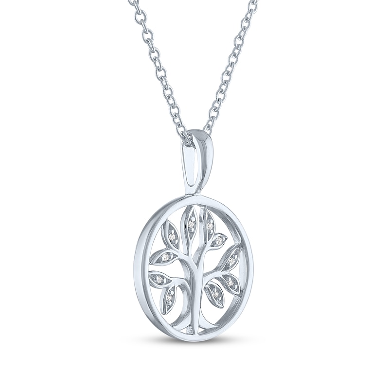 Main Image 3 of Diamond Tree of Life Necklace Sterling Silver 18&quot;